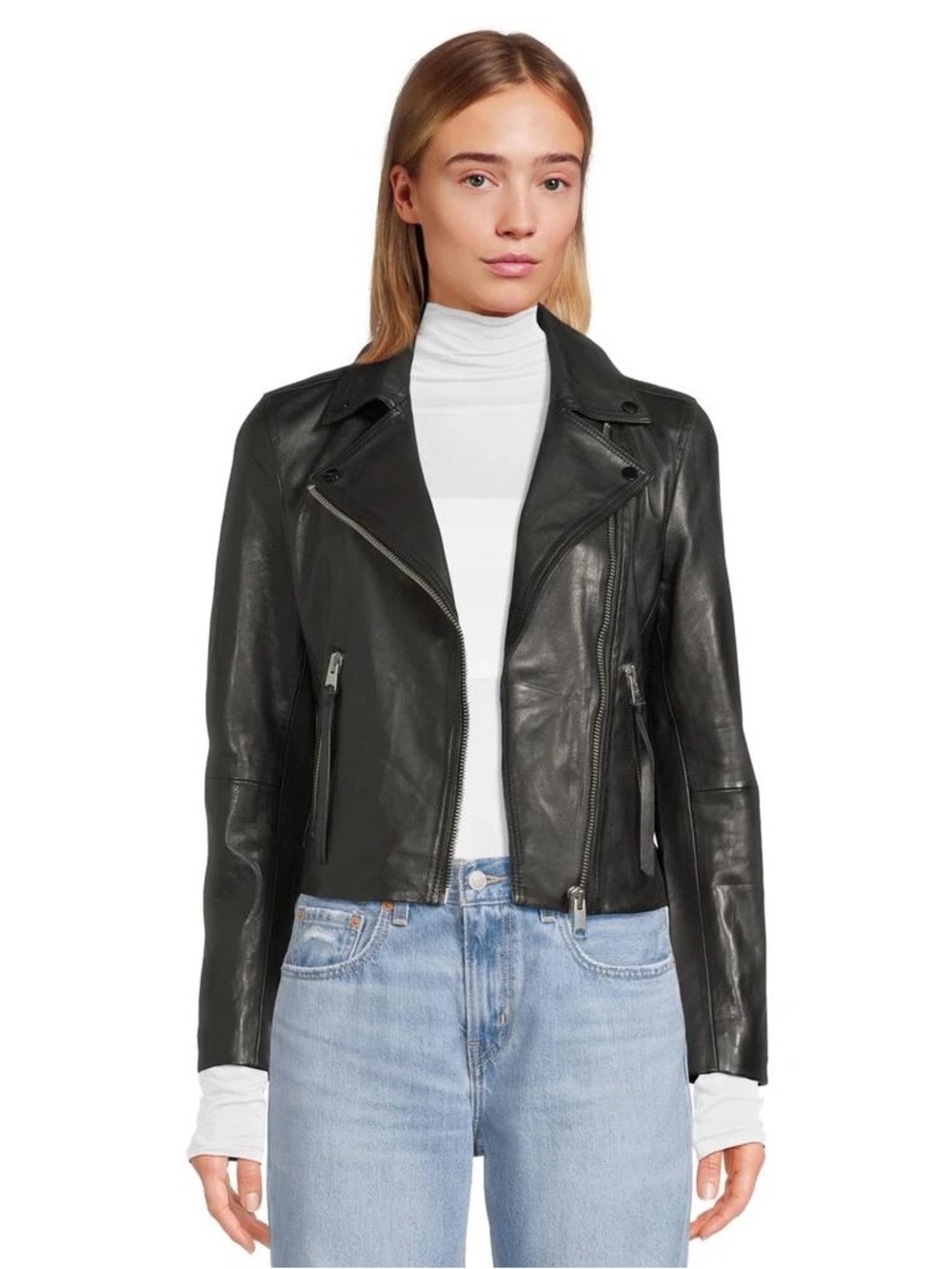 AllSaints Black Leather Jacket - Size 4